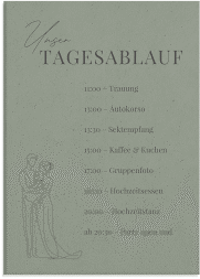 Tagesablauf Leinwand Hochzeit Vereint 50 x 70 cm Leinwand gruen