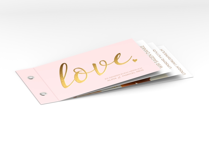 Danksagungskarte Hochzeit Glam Booklet rosa
