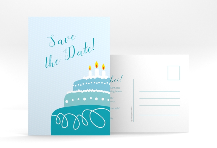 Save the Date-Postkarte Geburtstag Cake A6 Postkarte hochglanz