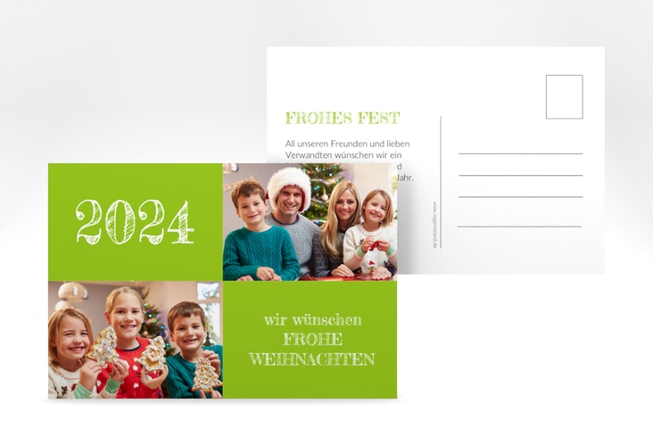 Weihnachtskarte Besinnlichkeit A6 Postkarte gruen zum selbst Gestalten mit Fotos