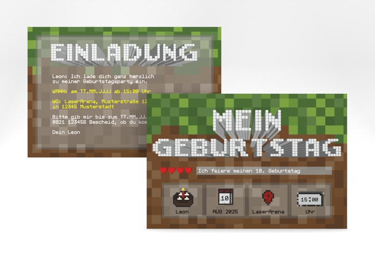 Einladungskarte Kindergeburtstag Game A6 Karte quer