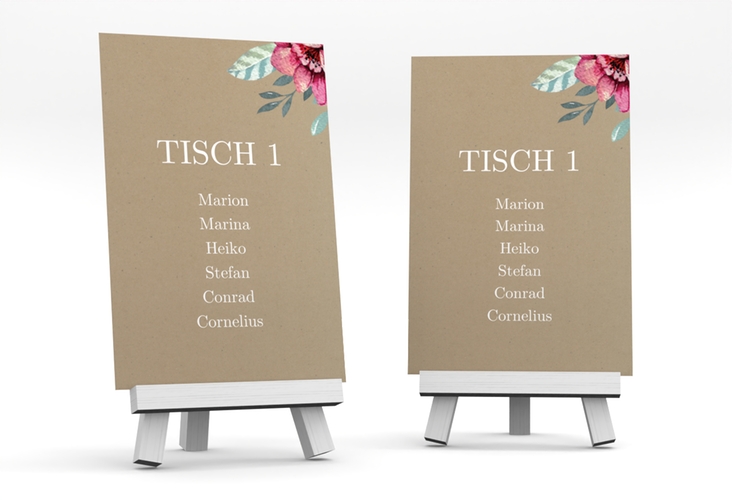 Tischaufsteller Hochzeit Blooming Tischaufsteller Kraftpapier