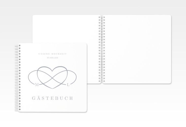 Gästebuch Hochzeit Infinity Ringbindung grau