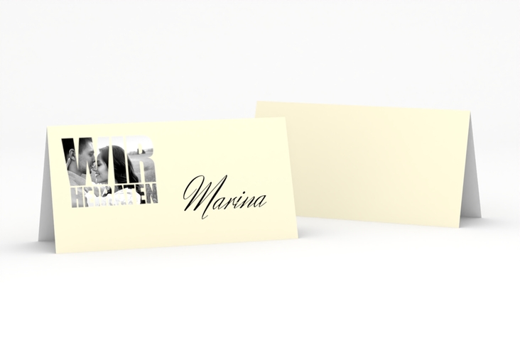 Tischkarte Hochzeit Letters Tischkarten beige hochglanz
