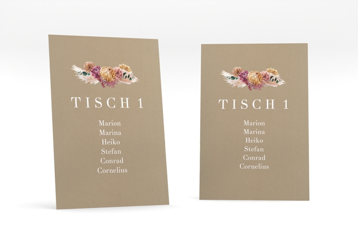 Tischaufsteller Hochzeit Bohochic Tischaufsteller Kraftpapier