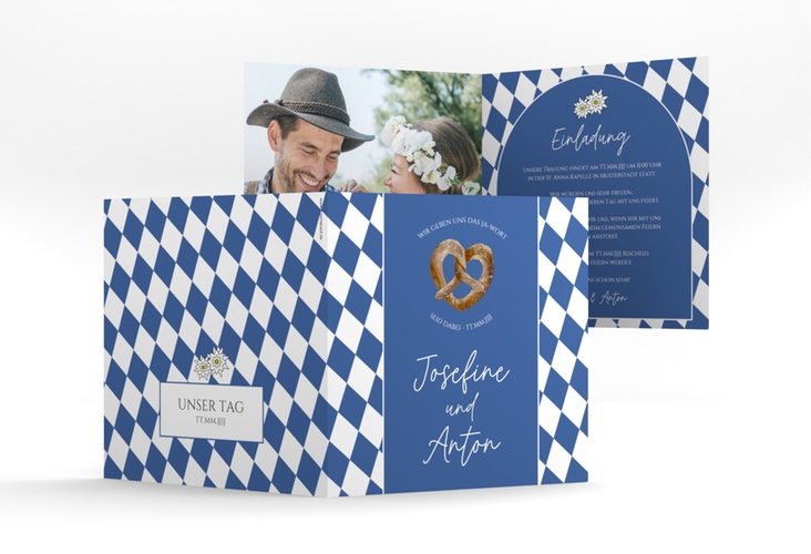 Hochzeitseinladung Bayrisch quadr. Klappkarte