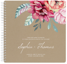Klick: Details zu Gästebuch Hochzeit "Blooming" anzeigen Gästebuch Hochzeit Blooming Ringbindung Kraftpapier