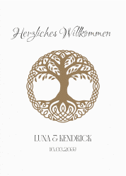 Klick: Details zu Willkommensschild Poster "Lebensbaum" anzeigen Willkommensschild Poster Lebensbaum 50 x 70 cm Poster weiss im Stil der Kelten und Wikinger