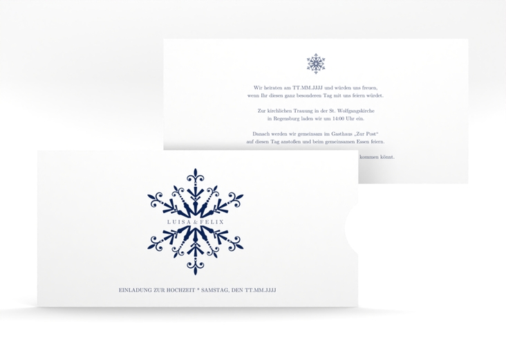 Hochzeitseinladung Crystal Einsteckkarte weiss mit Eiskristall