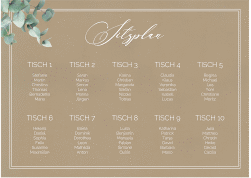 Klick: Details zu Sitzplan Poster Hochzeit "Eucalypt" anzeigen Sitzplan Poster Hochzeit Eucalypt 70 x 50 cm Poster Kraftpapier mit Eukalyptus und edlem Rahmen