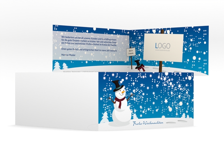 Business-Weihnachtskarte Winter lange Klappkarte quer