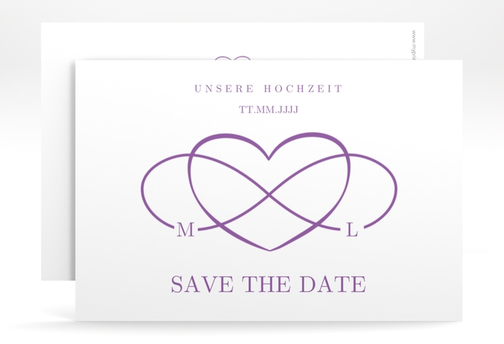 Save the Date-Karte Infinity A6 Karte quer lila hochglanz
