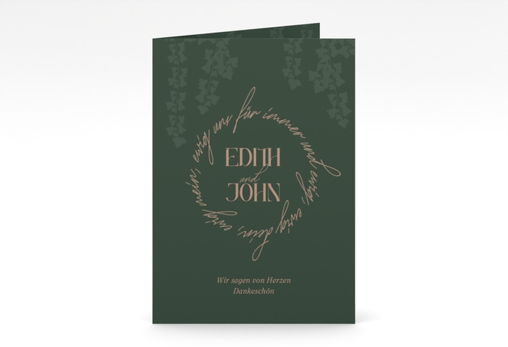 Danksagungskarte Hochzeit Efeugrün A6 Klappkarte hoch im Fantasy-Elfen-Design mit Efeu