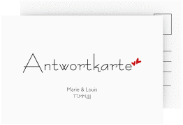 Klick: Details zu Antwortkarte Hochzeit "Twohearts" anzeigen Antwortkarte Hochzeit Twohearts A6 Postkarte rot
