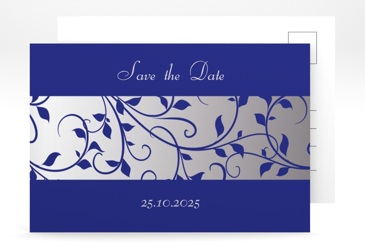 Save the Date-Postkarte Geburtstag Hermann/Hermine A6 Postkarte blau