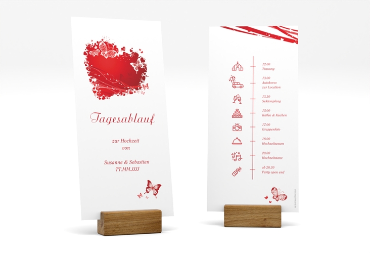 Tagesablauf Hochzeit Mailand lange Karte hoch rot