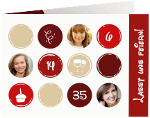 Einladung Geburtstag Circles A6 Klappkarte quer rot