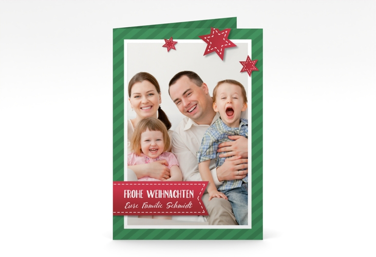 Weihnachtskarte Sternenband A6 Klappkarte hoch hochglanz