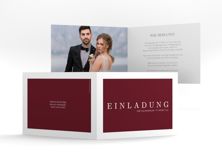 Hochzeitseinladung Simply A6 Klappkarte quer