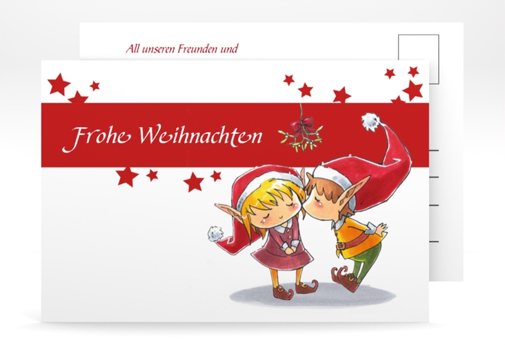 Weihnachtskarte Elf A6 Postkarte hochglanz mit Weihnachtswichteln