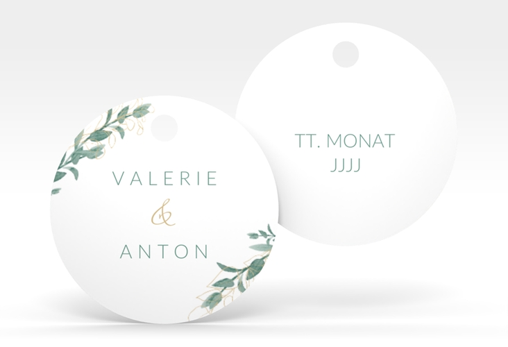 Geschenkanhänger Hochzeit Verde Geschenkanhänger, rund weiss hochglanz