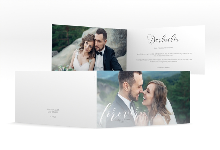 Danksagungskarte Hochzeit Promise lange Klappkarte quer weiss