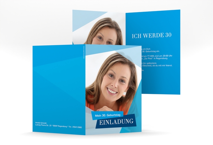 Einladung 30. Geburtstag Shapes A6 Klappkarte hoch
