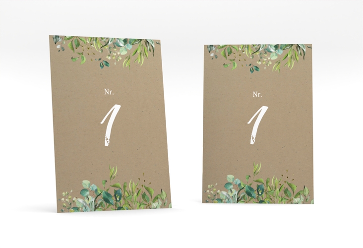 Tischnummer Hochzeit Natural Tischaufsteller Kraftpapier