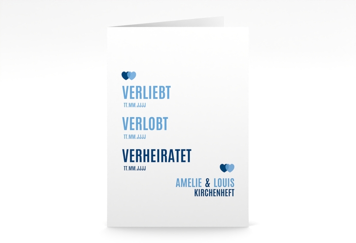 Kirchenheft Hochzeit Couple A5 Klappkarte hoch blau