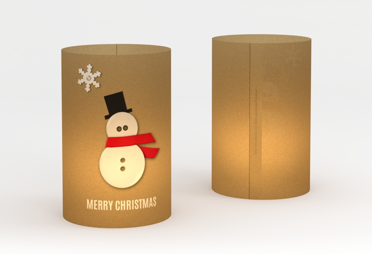 Windlicht Weihnachten Snowman Windlicht Kraftpapier hochglanz kreativ mit Schneemann aus Knöpfen