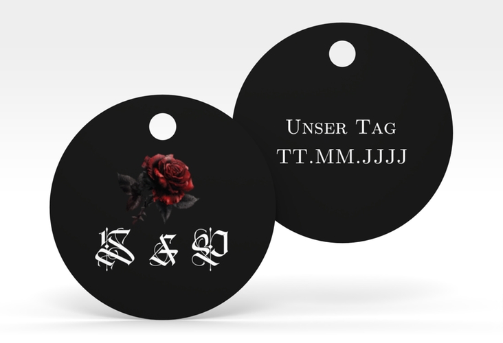 Geschenkanhänger Hochzeit Gothic Rose Geschenkanhänger, rund
