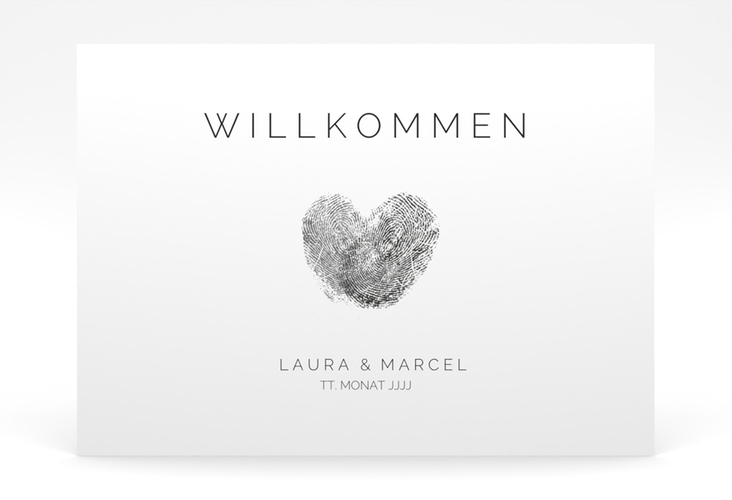 Willkommensschild Poster Fingerprint 70 x 50 cm Poster schwarz schlicht mit Fingerabdruck-Motiv