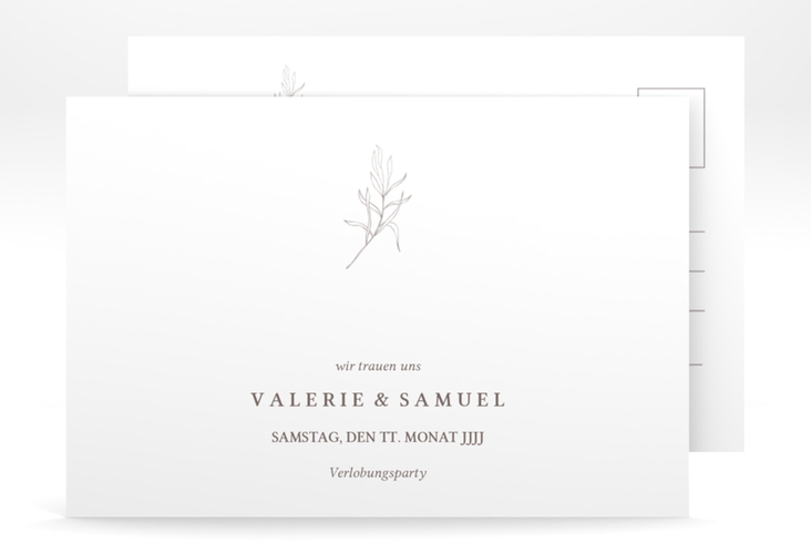 Verlobungskarte Hochzeit Ivy A6 Postkarte minimalistisch mit kleiner botanischer Illustration