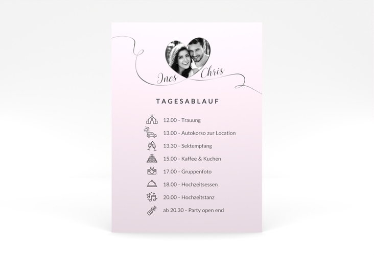 Tagesablauf Poster Hochzeit Dolce 50 x 70 cm Poster rosa