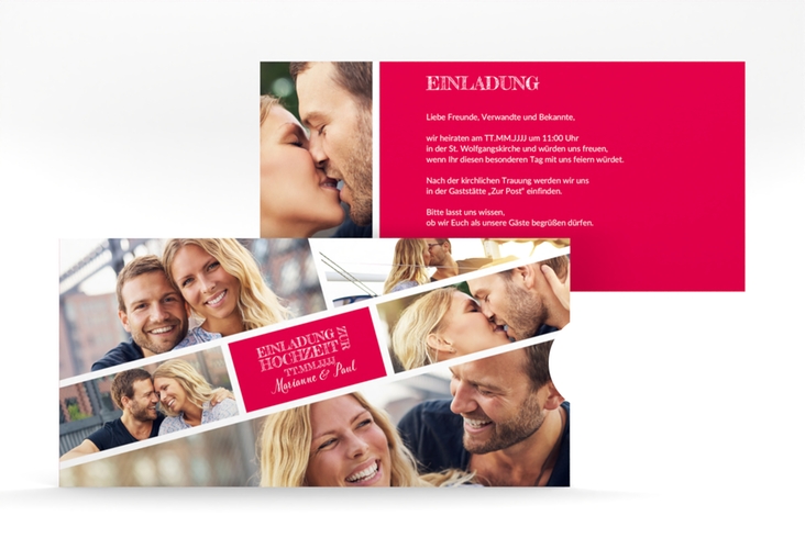 Hochzeitseinladung Rise Einsteckkarte pink hochglanz