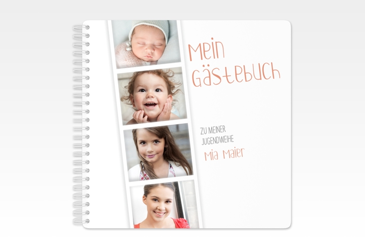 Gästebuch Jugendweihe Photostrip Ringbindung apricot