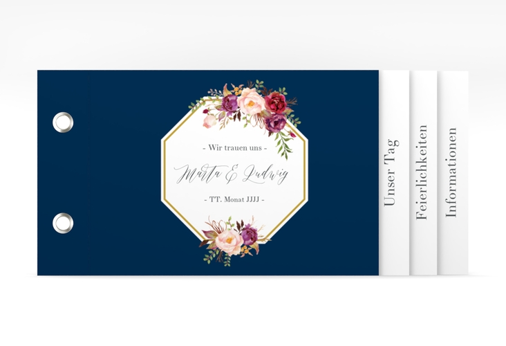 Hochzeitseinladung Prachtvoll Booklet blau