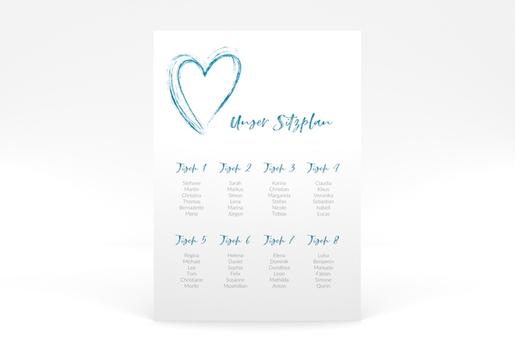 Sitzplan Poster Hochzeit Liebe 50 x 70 cm Poster tuerkis