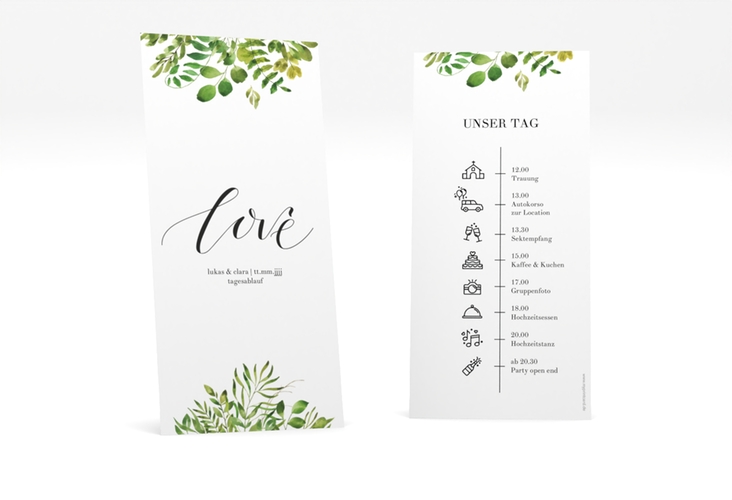 Tagesablauf Hochzeit Botany lange Karte hoch