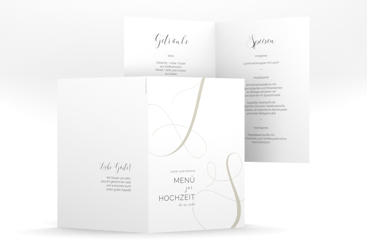 Menükarte Hochzeit Eheschließung A5 Klappkarte hoch weiss