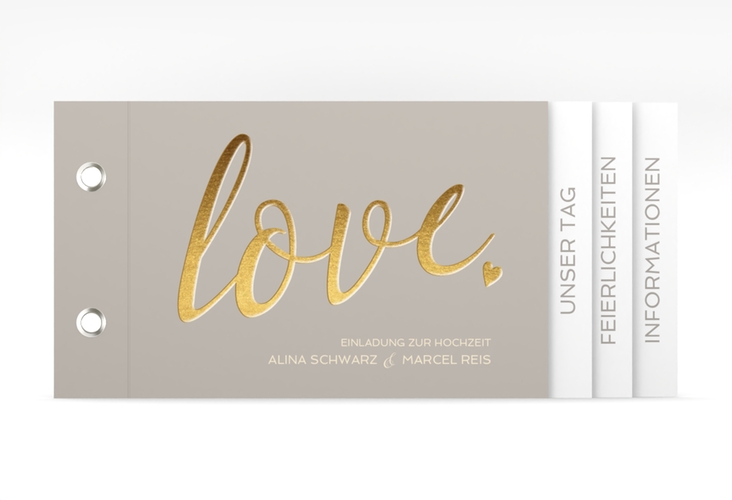 Hochzeitseinladung Glam Booklet grau