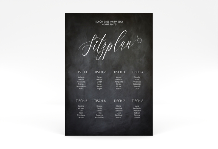 Sitzplan Poster Hochzeit Chalkboard 50 x 70 cm Poster schwarz