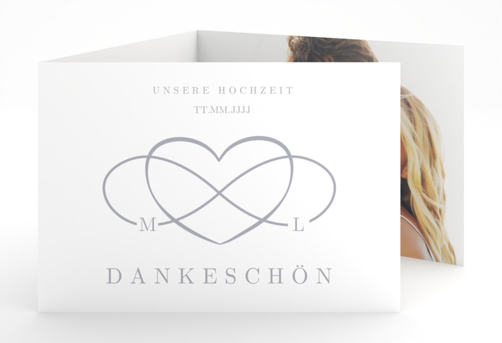 Danksagungskarte Hochzeit Infinity A6 Doppel-Klappkarte grau hochglanz