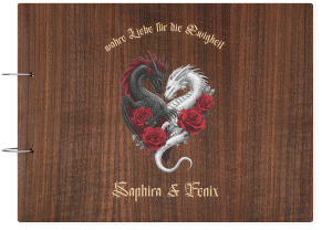 Gästebuch Holzcover Nussbaum "Drachenliebe"