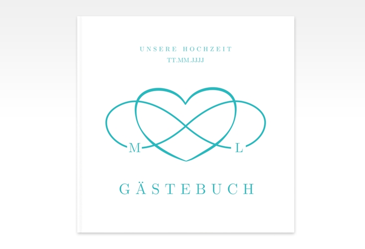 Gästebuch Creation Hochzeit Infinity 20 x 20 cm, Hardcover tuerkis