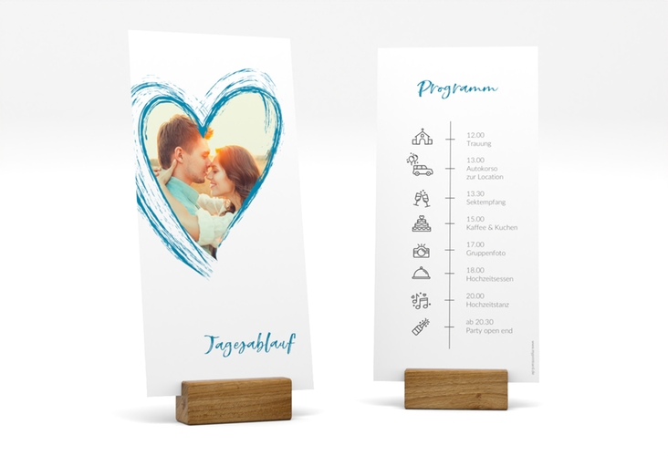 Tagesablauf Hochzeit Liebe lange Karte hoch tuerkis