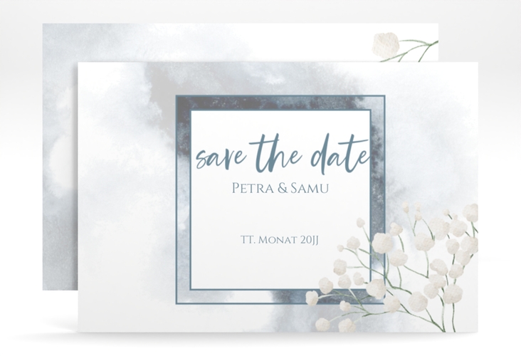 Save the Date-Karte Winter A6 Karte quer mit Schleierkraut