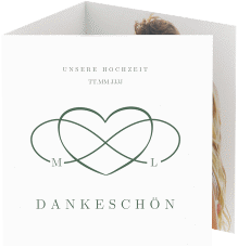 Klick: Details zu Dankeskarte Hochzeit "Infinity" anzeigen Dankeskarte Hochzeit Infinity quadr. Doppel-Klappkarte gruen
