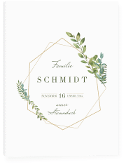 Klick: Details zu Stammbuch A5 "Herbarium" anzeigen Stammbuch A5 Herbarium Stammbuch A5 gold mit geometrischem Rahmen und Blätter-Dekor