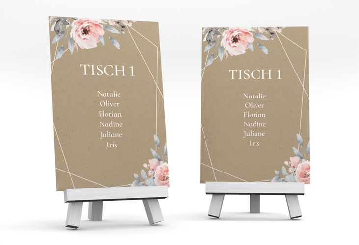 Tischaufsteller Hochzeit Perfection Tischaufsteller mit rosa Rosen